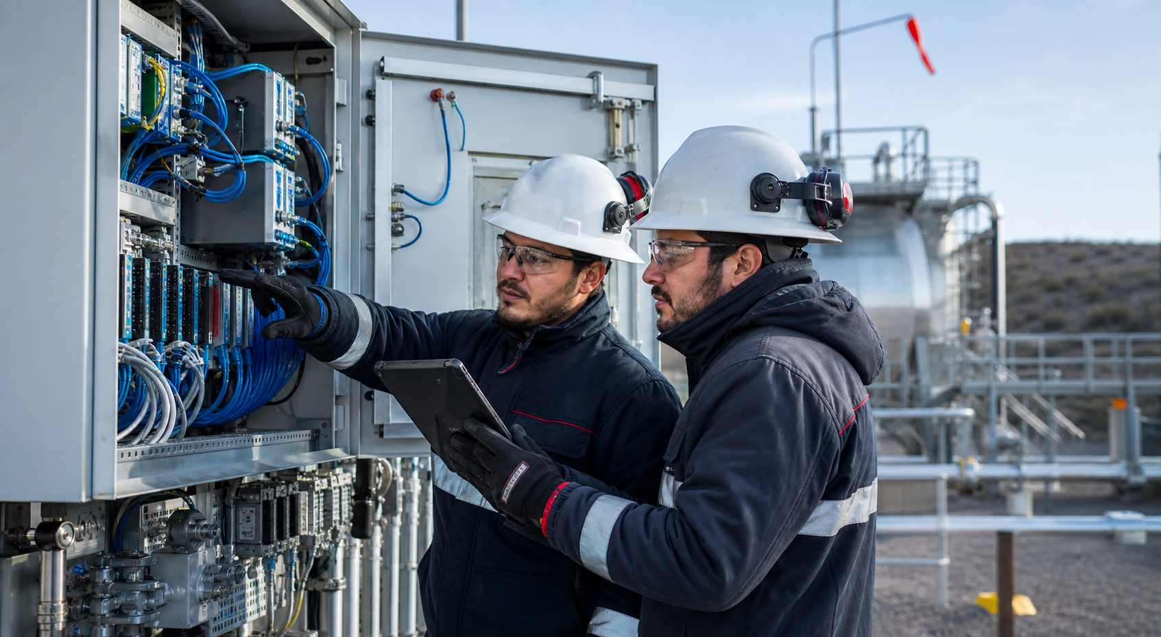 Ingenieros brindando asistencia técnica en una instalación industrial